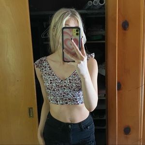 floral cropped tie tank top